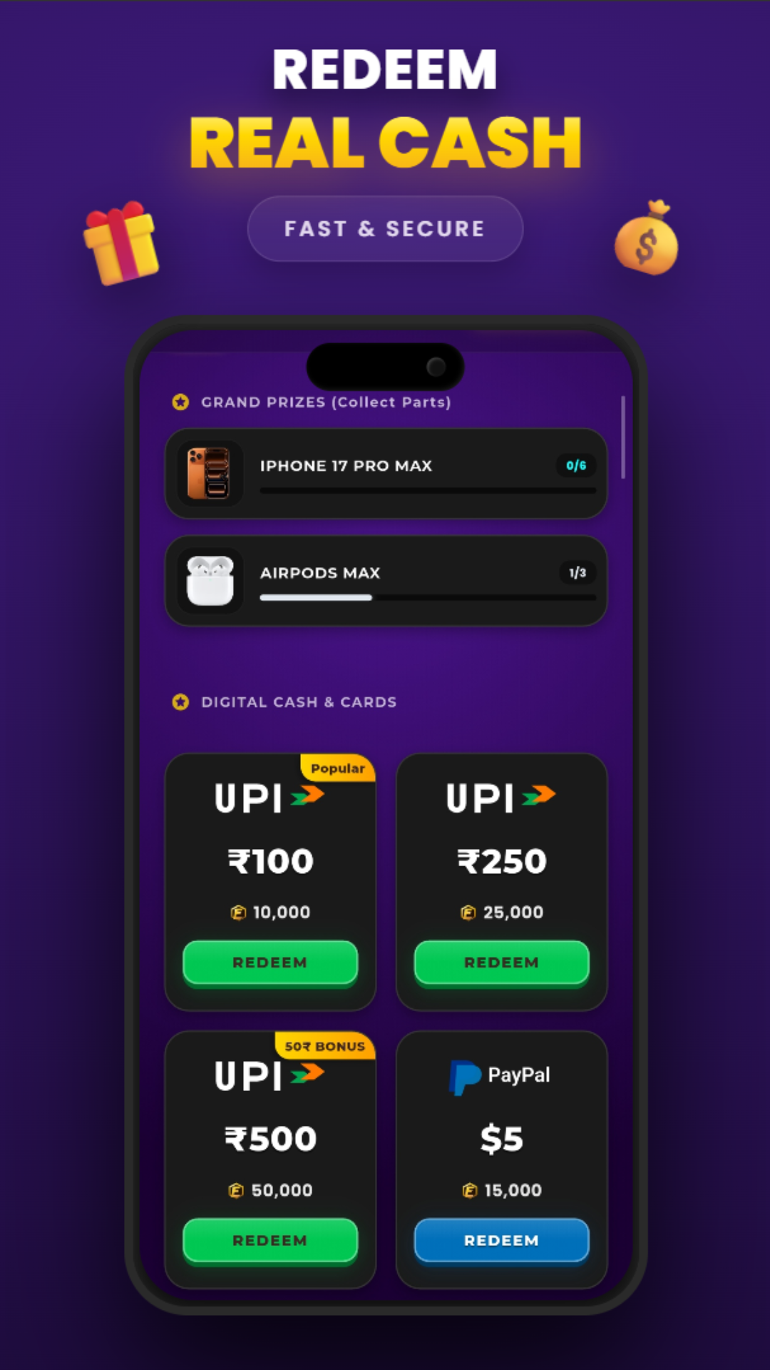 Earnzo Redeem Screen